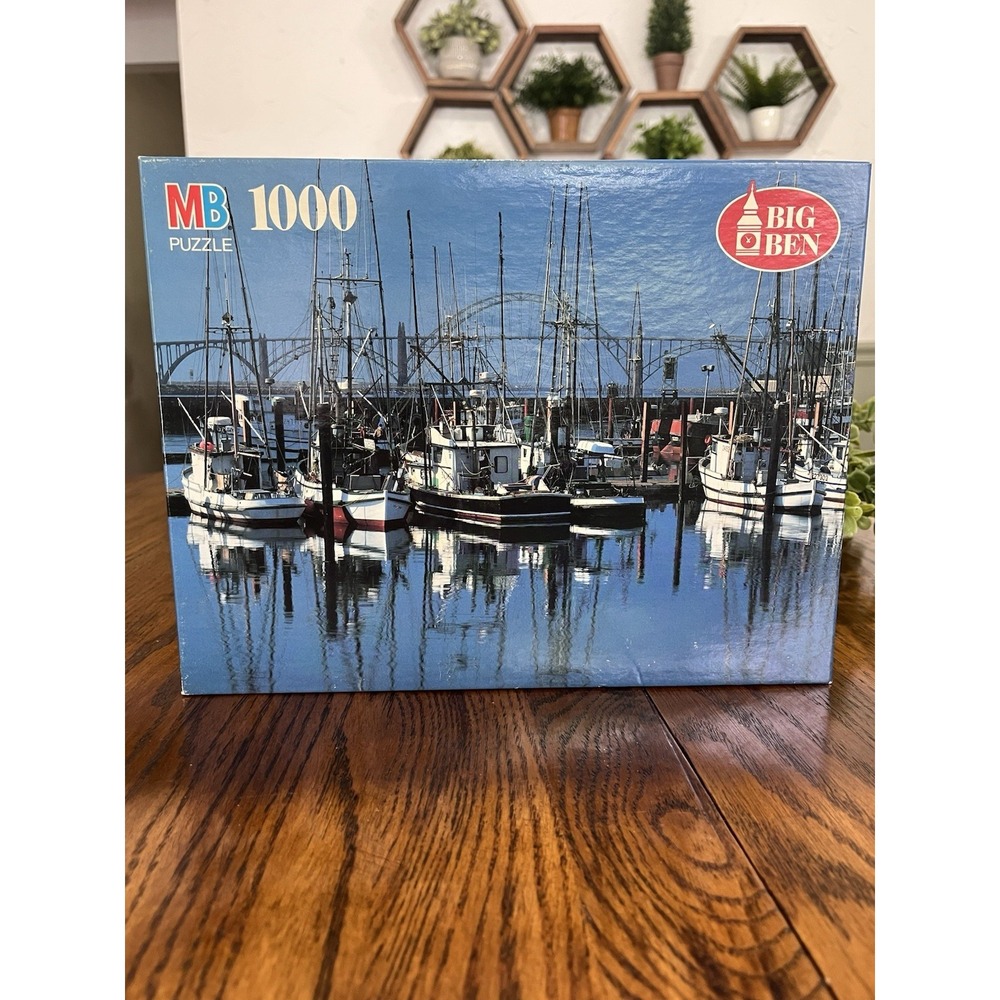 MB Big Ben Boats Rockport, MA 1000 Pc 20 1/8" X 26 3/16" Jigsaw Puzzle Sealed